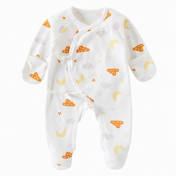 Splozh New Born Clothes Baby Boy Baby Footed Sleeper 3 6 12 18 24 Months Footed Sleeper Gown Cotton Baby Printed Infant Play and Sleep Climbing Suit,Yellow,3-6 Months