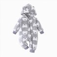 thumbnail image 1 of Splozh New Born Clothes Baby Girl Baby Hooded Jumpsuit 3 6 12 18 24 Months Cute Cartoon Printed Comfortable Warm Long Sleeved Bodysuit,Grey,9-12 Months, 1 of 7
