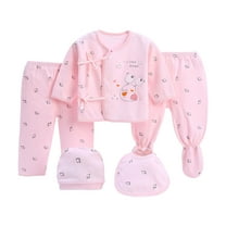 Splozh New Born Clothes Cotton Baby Pure Cotton Five Piece Underwear Set Baby Boys and Girls Baby Clothes Pink,0-3 Months