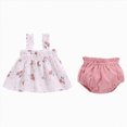 thumbnail image 1 of Splozh New Born Girl Outfit Sets Baby Girl Clothes Summer Infant Outfits Sleeveless Tank Tops Newborn Shorts Set Bloomers Toddler Shirt,Pink,12-18 Months, 1 of 4