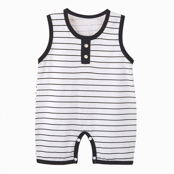Splozh Newborn Baby Boy Clothes 3 6 12 18 24 Months Unisex Sleeveless Cute Summer Bubble Romper,Black,6-12 Months
