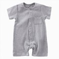 thumbnail image 1 of Splozh Newborn Baby Boy Clothes 3 6 9 12 Months Unisex Summer Cute Short Sleeve Wear, Baby Bubble Casual Loungewear,Grey,3-6 Months, 1 of 5