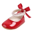 thumbnail image 1 of Splozh Newborn Baby Girl Shoes Pearl Flat Baby Shoes for Girls with Soft Sole Dress Shoes for Toddler Girls Red,US 3.5, 1 of 6