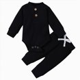 thumbnail image 1 of Splozh Newborn Baby Set Long Sleeve Bodysuit and Pant 2PCS Fall Winter Clothes,Black,3-6 Months, 1 of 4