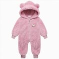thumbnail image 1 of Splozh Newborn Baby Winter Snowsuit Bear Outfit Fleece Warm Jumpsuit Romper Hooded Clothes for Infant Girls Boys Baby Boy Rompers,Pink,18-24 Months, 1 of 8