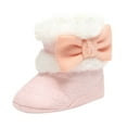 thumbnail image 1 of Splozh Newborn Booties Socks Baby Girls and Boys Warm Shoes Soft Booties Soft Comfortable Toddler Shoes Warming Cotton Shoes Pink,US 4.5, 1 of 9