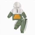 thumbnail image 1 of Splozh Newborn Boy Outfits Boys Casual Fashion Set Hooded Sweatshirt Long Pants Two Piece Set Tops and Joggers Pants Outfit Set,Green,6-12 Months, 1 of 4