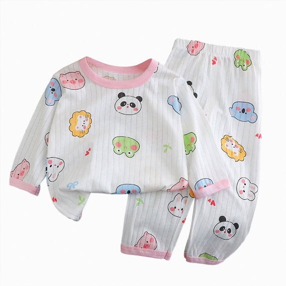 Splozh Newborn Boy Pajamas 12 18 24 Months 3T 4T 5T 6T Boys Summer Long Sleeved Long Pants Lightweight Pajama Set Air Conditioning Suit,Dark Blue,3-4 Years