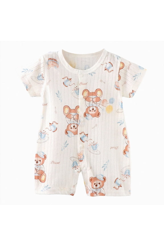 Newborn Clothes 6 12 18 24 Months Baby Cotton Jacquard Double Button Climbing Suit Baby Newborn Clothes,Brown,18-24 Months