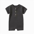 thumbnail image 1 of Splozh Newborn Clothes for Boys 3 6 9 12 18 24 Months Baby Boy Girl Solid Romper Ribbed Short Sleeve Bodysuit Jumpsuit Infant Knitted Outfits,Dark Gray,3-6 Months, 1 of 4