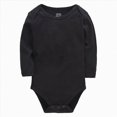 thumbnail image 1 of Splozh Newborn Clothes for Boys 3 6 9 12 18 24 Months Baby Plain Cotton Long Sleeved Newborn Clothing Romper Clothing for Boys and Girls,Black,9-12 Months, 1 of 7
