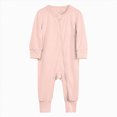 thumbnail image 1 of Splozh Newborn Clothes for Girls Baby Zipper Footless Romper 3 6 12 18 24 Months Newborn Infant Baby Cotton Footless Pajamas Long Sleeve Sleeper Jumpsuit,Pink,6-12 Months, 1 of 4