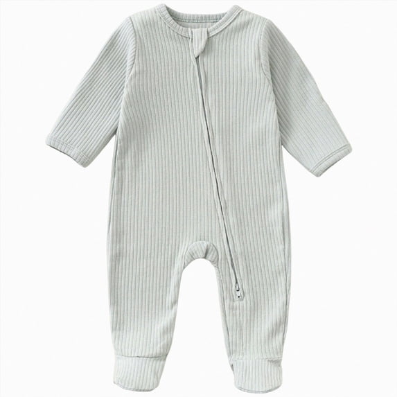 Splozh Newborn Clothes for Boys 3 6 9 12 Months Baby Clothes Footed Zipper Newborn Comfy Cotton Unisex Cute Boy Girl Rompers,Light Green,3-6 Months