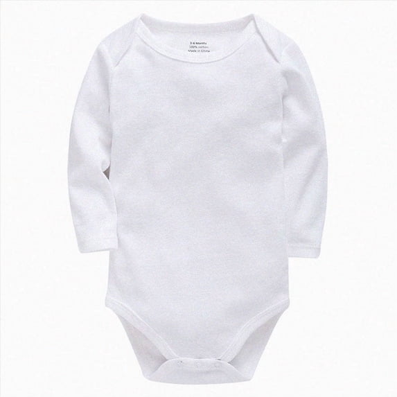 Splozh Newborn Coming Home Outfit Boy Baby Triangle Bodysuit 3 6 12 18 24 Months Baby Plain Cotton Long Sleeved Solid Color Infant Clothes for Boys Girls,White,6-9 Months