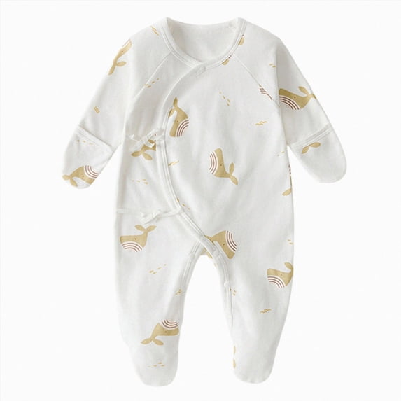 Splozh Newborn Girl Outfits Baby Footed Sleeper 3 6 12 18 24 Months Footed Sleeper Gown Cotton Baby Printed Infant Play and Sleep Climbing Suit,Gold,3-6 Months