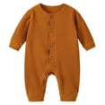 thumbnail image 1 of Splozh Newborn Girl Sleepers Ribbed Knit Spring Summer Cotton Home Wear Crawling Clothes Baby Clothing Hospital Outfit Khaki,6-12 Months, 1 of 4