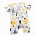 thumbnail image 1 of Splozh Newborn Going Home Outfit Boy 3 6 9 12 18 24 Months Short Sleeve Baby Romper Unisex Summer Pajamas Boy Girl Footless Jumpsuit,Yellow,0-6 Months, 1 of 4