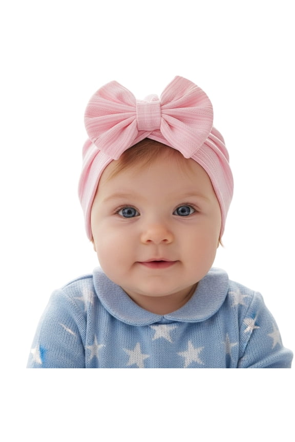Newborn Hats Girl Baby Girls Turban Hats Bow Cute Headwraps for Toddler Baby Pink,One Size