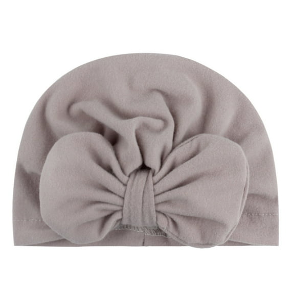 Splozh Newborn Hats Toddler Baby Boys Girls Cap Beanie Solid Cotton Bowknot Stretchy Turban Hat Grey,One Size