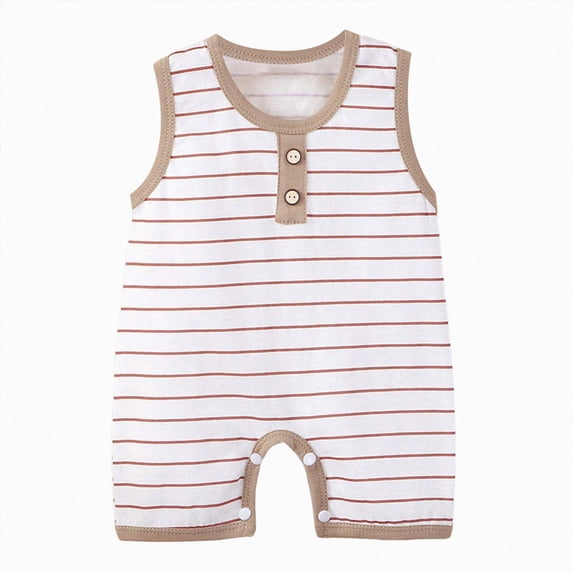 Splozh Newborn Hospital Outfit Boy 3 6 9 12 18 24 Months Baby Boy Romper Sleeveless Cotton Bodysuit Tank Top One Piece Neutral Newborn Baby Clothes,Coffee,6-12 Months
