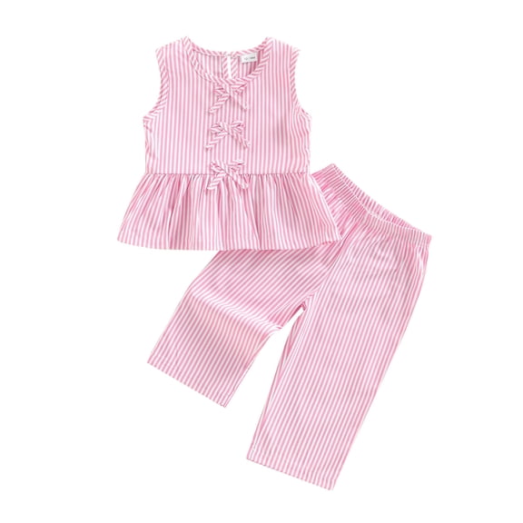 Splozh Newborn Infant Baby Girl Summer Clothes Toddler Girls Sleeveless Top Shorts Suit Comfortable Soft Solid Color Two Piece Set Pink,18-24 Months