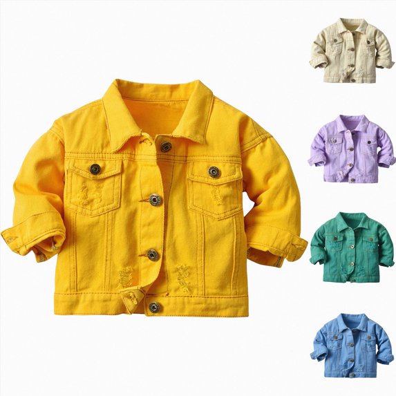 Splozh Newborn Jackets for Girls 1-10 Years Boys Girls Warm Jacket Fashion School Jacket Denim Jacket Jeans Coat,7-8 Years,7-8 Years