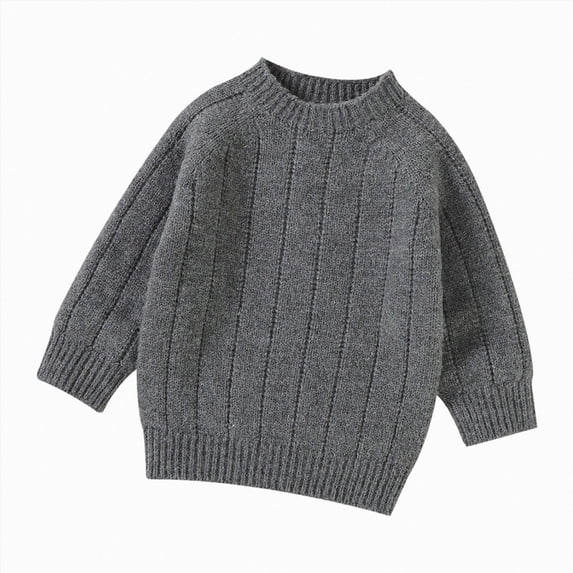 Splozh Newborn Knitted Outfit Toddler Boy Girl Outfit Knit Sweater Cozy Knit Fabric, Long Sleeve, Crewneck,Grey,9-12 Months