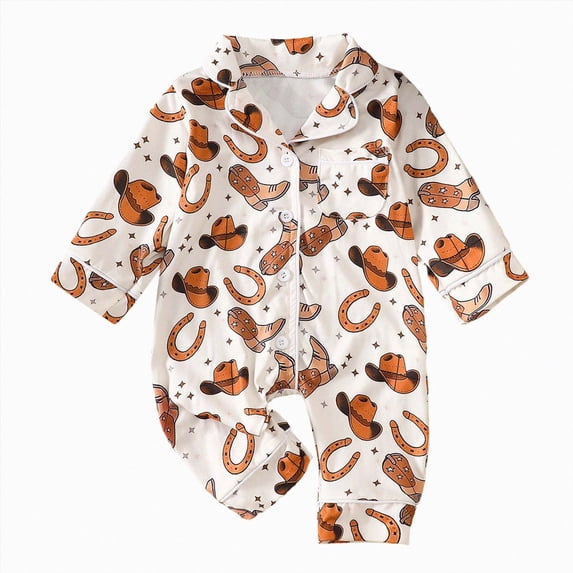 Splozh Newborn Photography Outfits Boy Baby Boy Girl Clothes Button Down Romper Lapel Jumpsuit Cute Infant Sleepwear Baby Girls' Clothing,Brown,6-12 Months