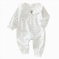 thumbnail image 1 of Splozh Newborn Pjs Baby Girl Baby Girl Romper 3 6 12 18 24 Months Long Sleeve Jumpsuit with Ruffle Floral Bow Decorations Infant Clothes,Light Gray,6-9 Months, 1 of 7
