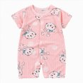 thumbnail image 1 of Splozh Newborn Romper Baby Boy Summer Baby Boys Girls Bodysuit Newborn Romper Short Sleeve Infant Neutral Outfits Bubble Romper Boy,Pink,6-12 Months, 1 of 4