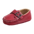 thumbnail image 1 of Splozh Newborn Shoes for Girls Baby Dress Shoes Walking Leather Shoes Round Toe Flat Solid Color Soft Sole Toddler Shoes Red,US 5, 1 of 7