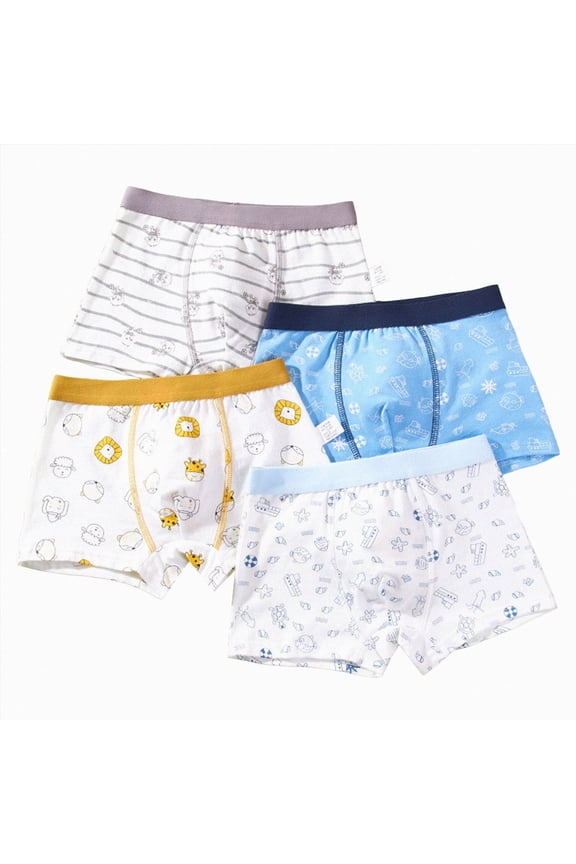 Potty Training Underwear for Boys 2-16 Years Underpants Boys Cotton Boxer Shorts Dinosaur Toddler Kids Underwear 4PCS,Blue,6-9 Years