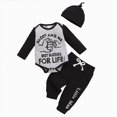 thumbnail image 1 of Splozh Preemie Boy Clothes Cute, Newborn Infant Baby Boys Letter Print Romper Pants Hat Set 3 Piece Set,Grey,0-3 Months, 1 of 9