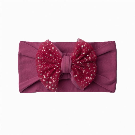 Splozh Preemie Headband Bows Soft Cute Infant Toddler Baby Girl Cotton Handmade Headband with Bows Hair Accessory,Dark Purple,One Size