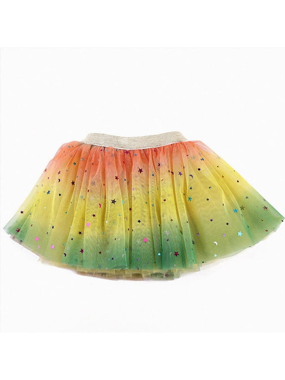 Rainbow Tutu for Girls Tutus Layered Tutus Girl Teens Short Skirt Colorful Running Skirts Tutu Dance Skirt,Yellow,0-2 Years