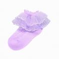 thumbnail image 1 of Splozh Ruffle Socks Girls Lace Ankle Socks Trim Double Layer Cute Comfortable Frilly Dress Ankle Socks for Girls 3-4 Years,Purple, 1 of 2