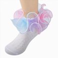 thumbnail image 1 of Splozh Ruffle Socks Toddler Girl Big Ruffle Socks Frilly Lace Ankle Dress Socks Frilly Lace Trim Big Ruffle Cute Dance,Pink,3-5 Years, 1 of 3