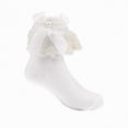 thumbnail image 1 of Splozh Ruffle Socks for Girls Toddler Girls Double Lace Ruffle Socks Turn Cuff Big Ruffle Dress Lace Socks 7-8 Years,White, 1 of 5