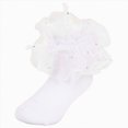 thumbnail image 1 of Splozh Ruffle Socks for Toddler Girls Toddler Girls Double Lace Ruffle Rainbow Socks Turn Cuff Big Ruffle Dress Lace Socks,White,8-10 Years, 1 of 9