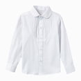 thumbnail image 1 of Splozh School Clothes for Girls 3-18 Years Girls Baby Doll Collar Shirt Long Sleeve Button Down Shirts Soft Blouse Tops,Light Gray,5-6 Years, 1 of 5