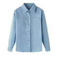 thumbnail image 1 of Splozh School Uniform Boys Button Down Long Sleeve Solid Dress Shirt for 9-10 Years,Blue, 1 of 3
