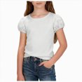 thumbnail image 1 of Splozh Shirts Girls 1-14 Years Casual Basic Solid Summer Girls Fashion Short Sleeve Tees Girl Shirt Tshirt for Girls,White,7-8 Years, 1 of 7