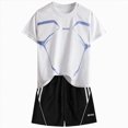thumbnail image 1 of Splozh Short Sets for Boys Toddler Boys 2-Piece Summer Casual Outfit Short Sleeve T-Shirt Shorts Set,White,11-12 Years, 1 of 7