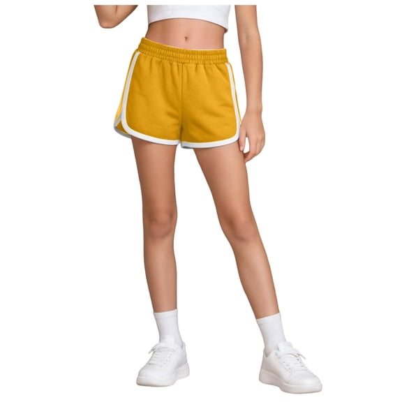 Splozh Shorts for Girls Fashion Versatile Shorts Summer Breathable Sports and Casual Shorts Yellow,13-14 Years