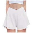 thumbnail image 1 of Splozh Shorts for Teens Girls Flowy Shorts with Spandex Liner Athletic Running Shorts with Pockets Kids Skorts White,9-10 Years, 1 of 4
