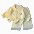 thumbnail image 1 of Splozh Soft Toddler Pajamas 1-10 Years Toddler Baby Girl Pajama Set Long Sleeve Sleepwear 2 Piece Set Kid Cotton Loungewear,Light Yellow,4-5 Years, 1 of 5