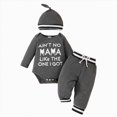 thumbnail image 1 of Splozh Spring Fall Boy's Letter Printed Long Sleeve Romper Pants 3 Piece Suit for Boys,Grey,9-12 Months, 1 of 7