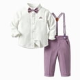 thumbnail image 1 of Splozh Suit for Toddler Boy Fashion, Gentleman Long Sleeves Shirt Suspenders Outfit with Bowtie,Light Purple,6-7 Years, 1 of 9