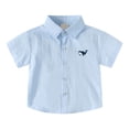 thumbnail image 1 of Splozh Summer Baby Boy Clothes Toddler Boys Collar Button Down Dress Shirt with Short Sleeves Summer School Dress Shirts Blue,3-4 Years, 1 of 9