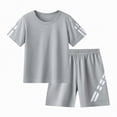 thumbnail image 1 of Splozh Summer Big Boy Clothes Set Kids Boys Summer 2 Pieces Set Soft Comfy Short Sleeve Shirts and Shorts Sets for Boys 4-5 Years,Grey, 1 of 4